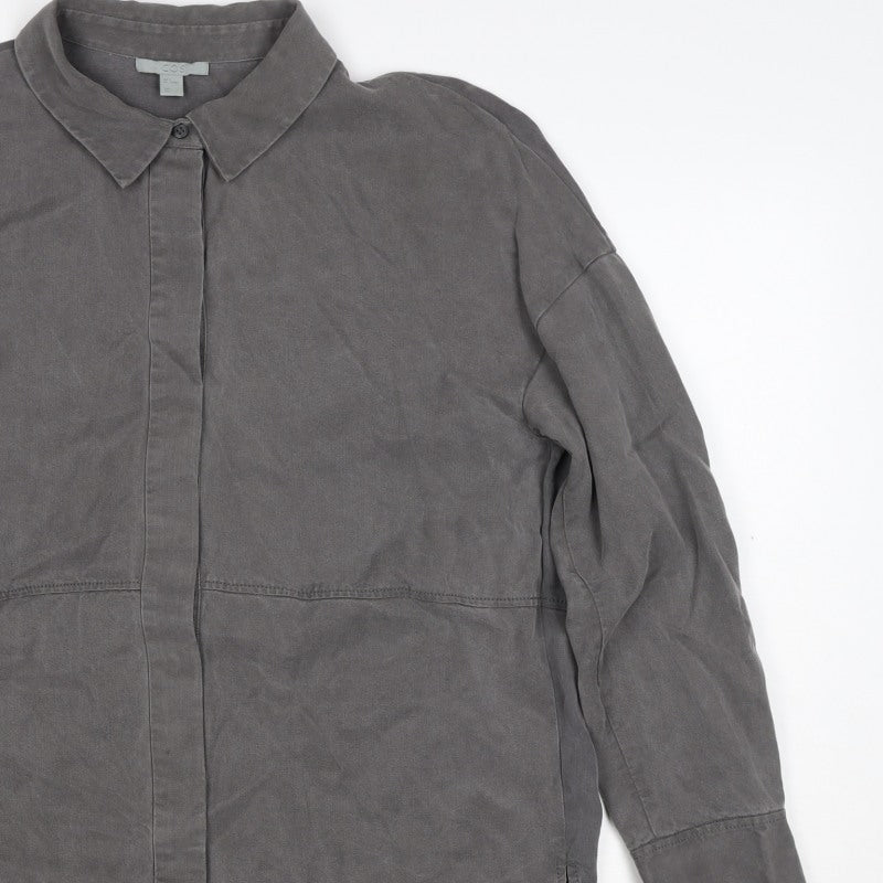 COS Men Grey S Lyocell Relaxed Long Sleeve Button-Up Shirt