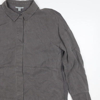 COS Men Grey S Lyocell Relaxed Long Sleeve Button-Up Shirt