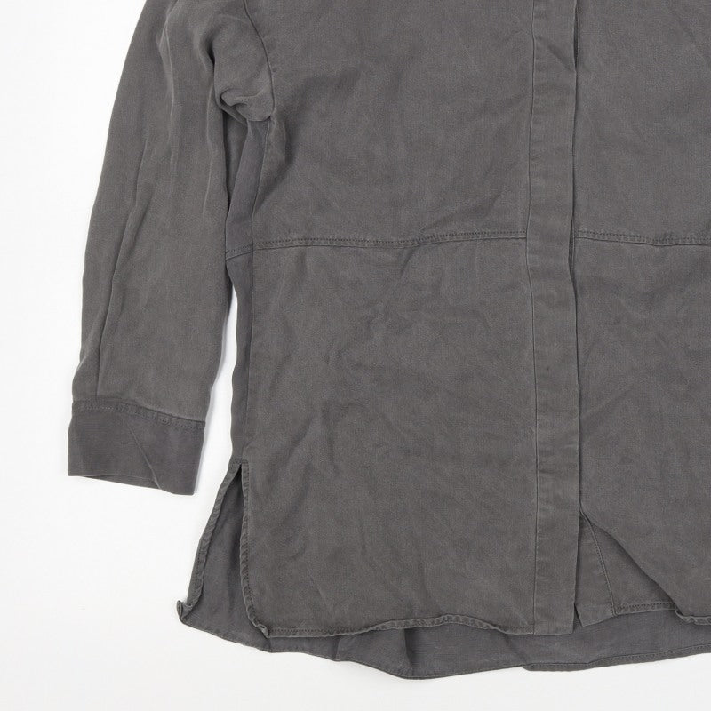 COS Men Grey S Lyocell Relaxed Long Sleeve Button-Up Shirt