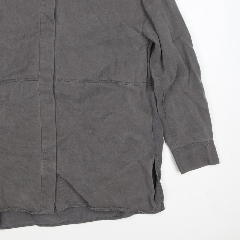 COS Men Grey S Lyocell Relaxed Long Sleeve Button-Up Shirt
