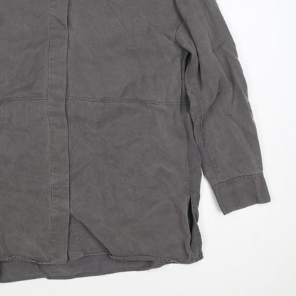 COS Men Grey S Lyocell Relaxed Long Sleeve Button-Up Shirt