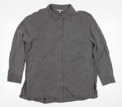 COS Men Grey S Lyocell Relaxed Long Sleeve Button-Up Shirt