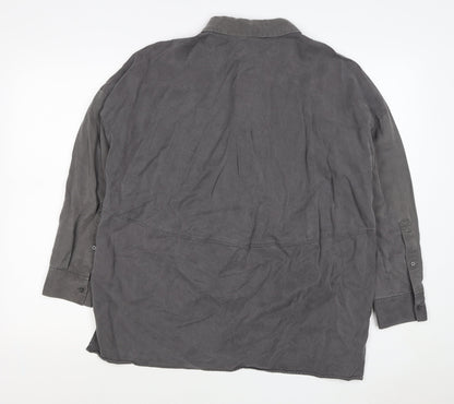 COS Men Grey S Lyocell Relaxed Long Sleeve Button-Up Shirt