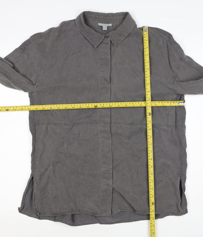 COS Men Grey S Lyocell Relaxed Long Sleeve Button-Up Shirt