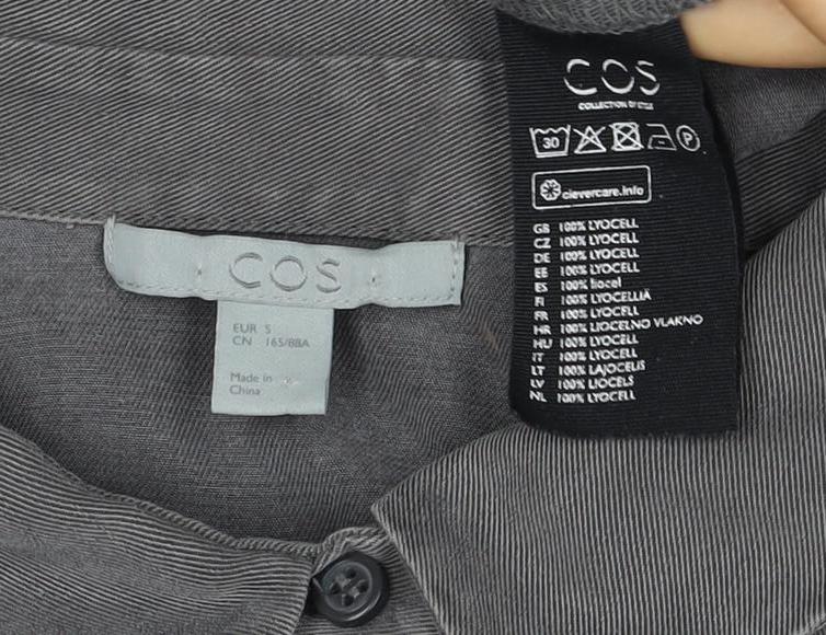 COS Men Grey S Lyocell Relaxed Long Sleeve Button-Up Shirt