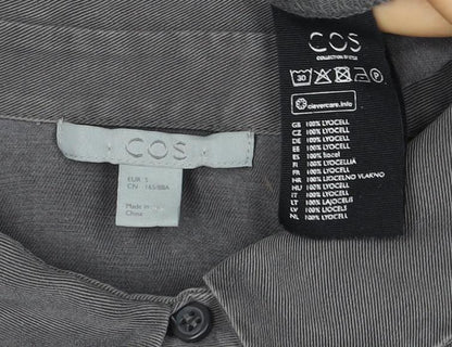 COS Men Grey S Lyocell Relaxed Long Sleeve Button-Up Shirt