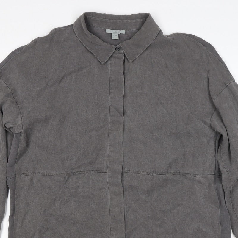 COS Men Grey S Lyocell Relaxed Long Sleeve Button-Up Shirt