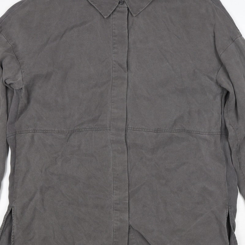 COS Men Grey S Lyocell Relaxed Long Sleeve Button-Up Shirt