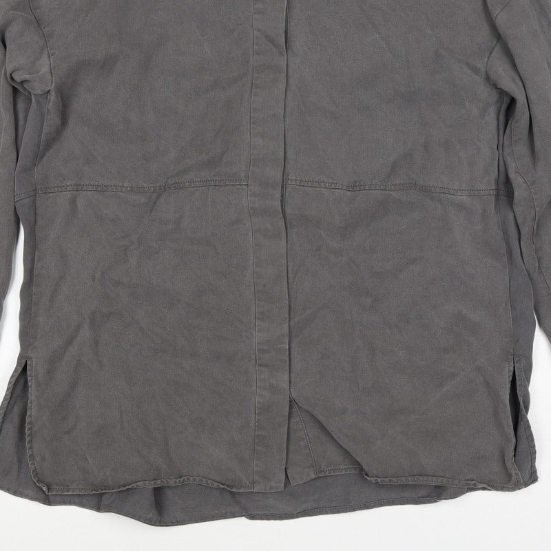 COS Men Grey S Lyocell Relaxed Long Sleeve Button-Up Shirt