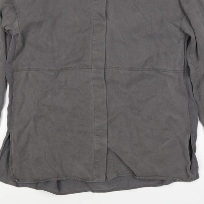 COS Men Grey S Lyocell Relaxed Long Sleeve Button-Up Shirt