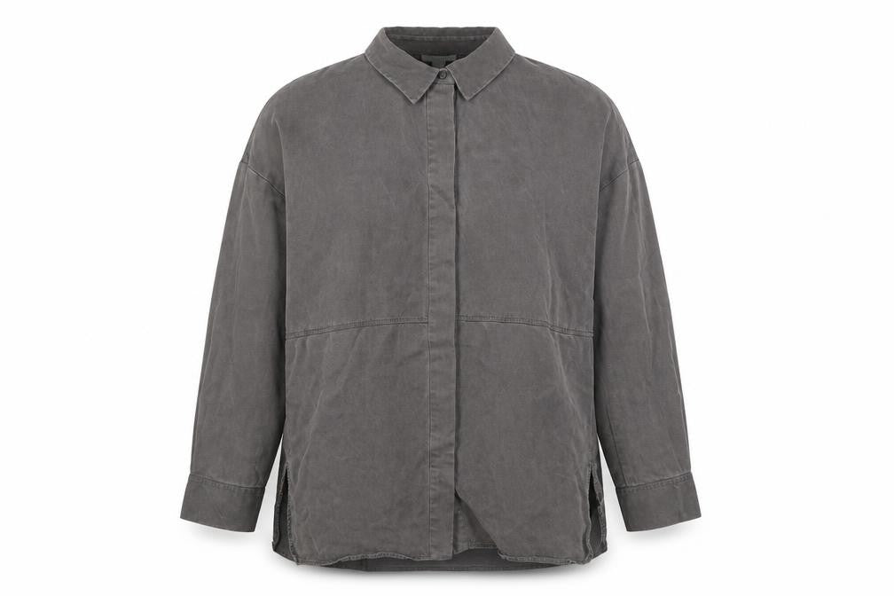 COS Men Grey S Lyocell Relaxed Long Sleeve Button-Up Shirt