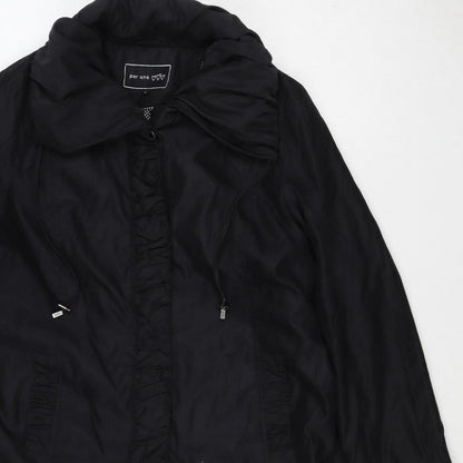 Per Una Women’s Black L Hooded Long Ruffle Zip Jacket