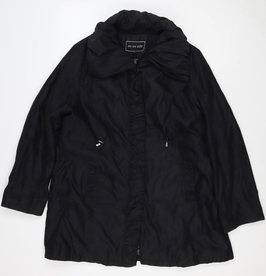 Per Una Women’s Black L Hooded Long Ruffle Zip Jacket