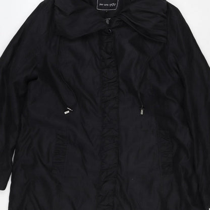 Per Una Women’s Black L Hooded Long Ruffle Zip Jacket