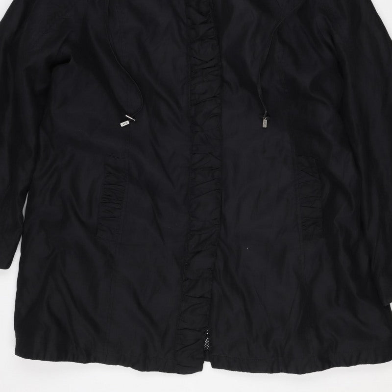 Per Una Women’s Black L Hooded Long Ruffle Zip Jacket