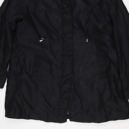 Per Una Women’s Black L Hooded Long Ruffle Zip Jacket
