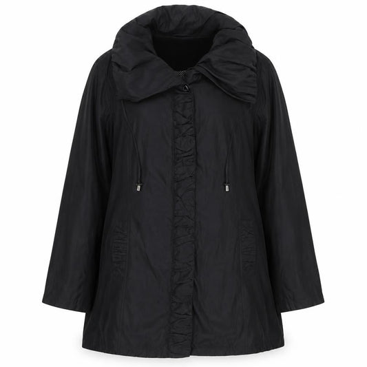 Per Una Women’s Black L Hooded Long Ruffle Zip Jacket