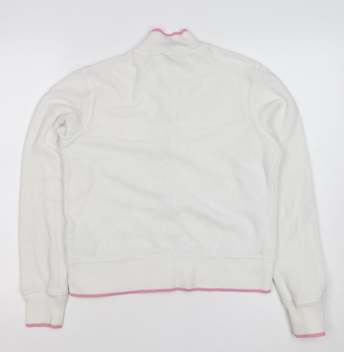 Ralph Lauren Women White Pink M Full Zip Logo Sweatshirt