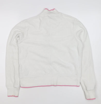 Ralph Lauren Women White Pink M Full Zip Logo Sweatshirt