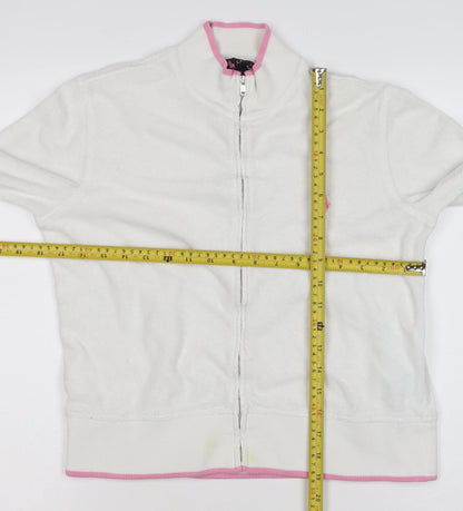Ralph Lauren Women White Pink M Full Zip Logo Sweatshirt