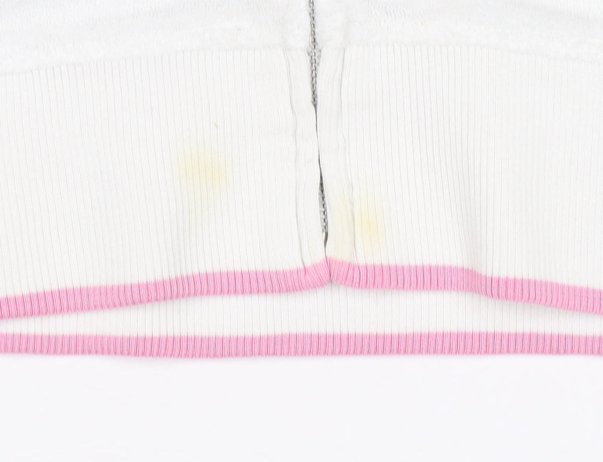 Ralph Lauren Women White Pink M Full Zip Logo Sweatshirt
