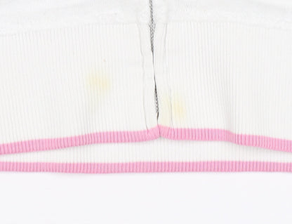 Ralph Lauren Women White Pink M Full Zip Logo Sweatshirt