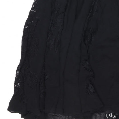 Topshop Women Black UK 10 Silk Lace Floral Fit & Flare Dress