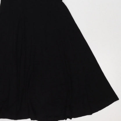 ASOS Women Black UK 10 Fit & Flare Pleated Long Sleeve Dress