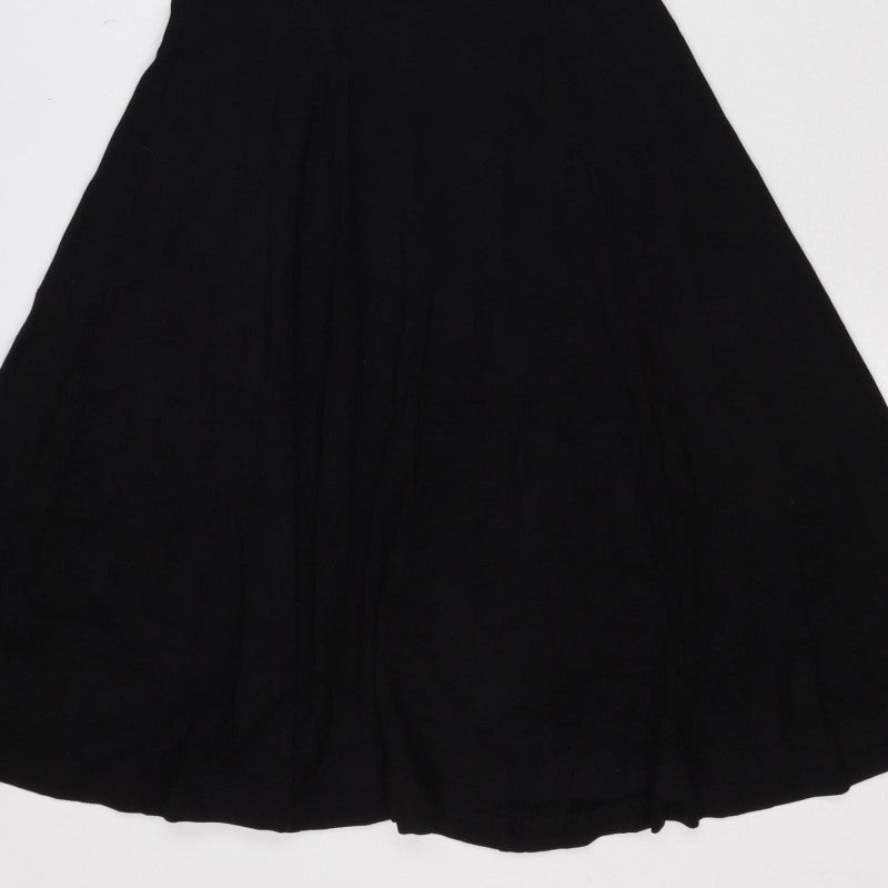 ASOS Women Black UK 10 Fit & Flare Pleated Long Sleeve Dress