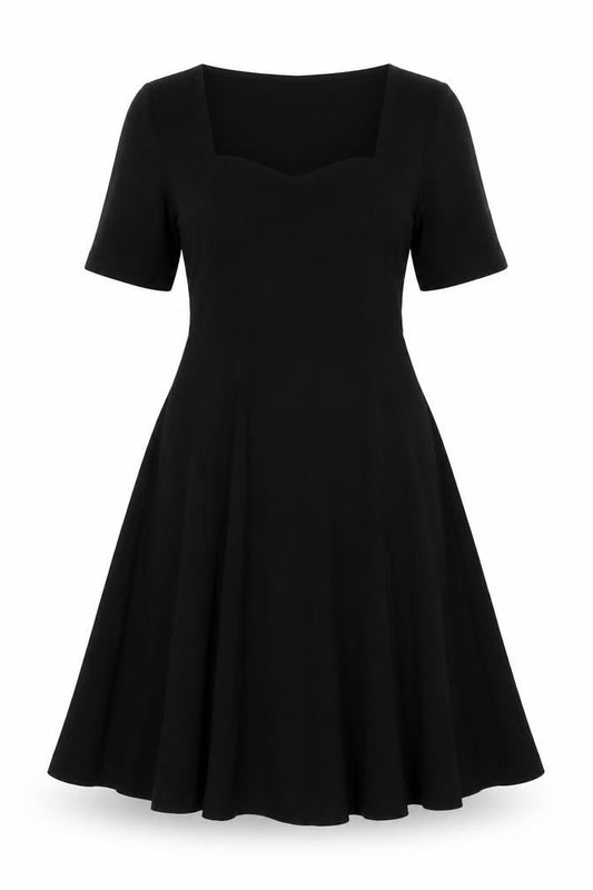 ASOS Women Black UK 10 Fit & Flare Pleated Long Sleeve Dress