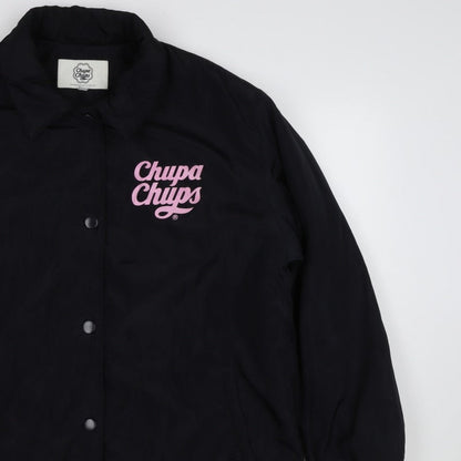 Chupa Chups Women’s Black Pink Logo Padded Jacket M Retro