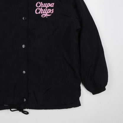 Chupa Chups Women’s Black Pink Logo Padded Jacket M Retro