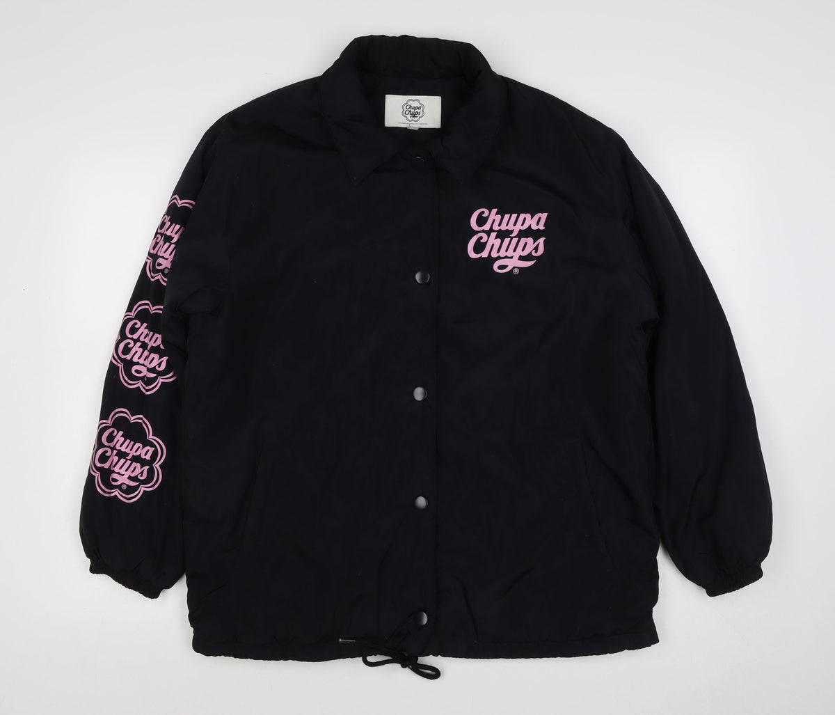 Chupa Chups Women’s Black Pink Logo Padded Jacket M Retro