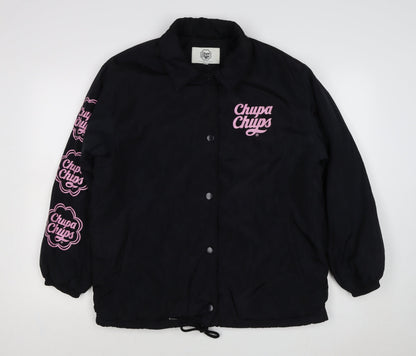 Chupa Chups Women’s Black Pink Logo Padded Jacket M Retro