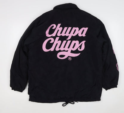 Chupa Chups Women’s Black Pink Logo Padded Jacket M Retro