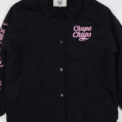 Chupa Chups Women’s Black Pink Logo Padded Jacket M Retro