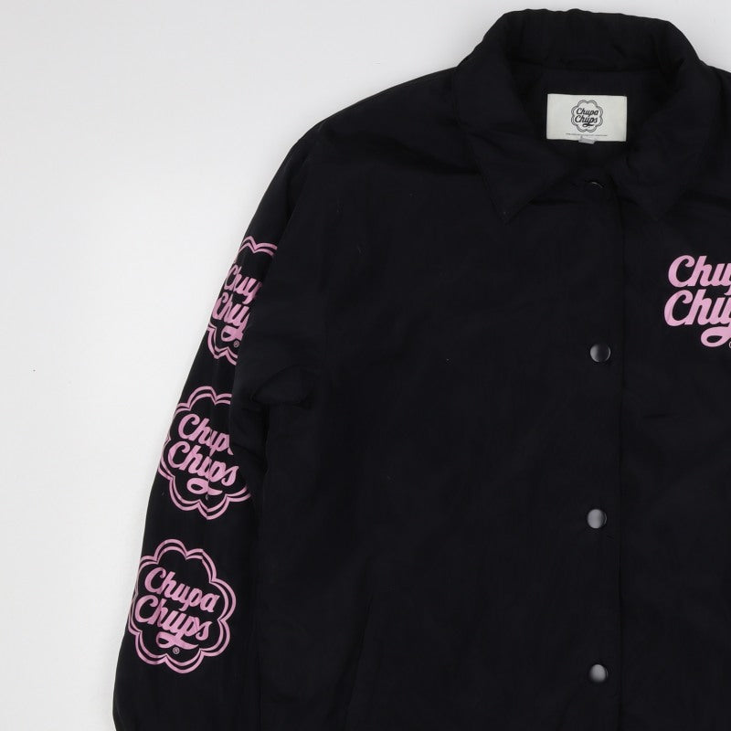 Chupa Chups Women’s Black Pink Logo Padded Jacket M Retro