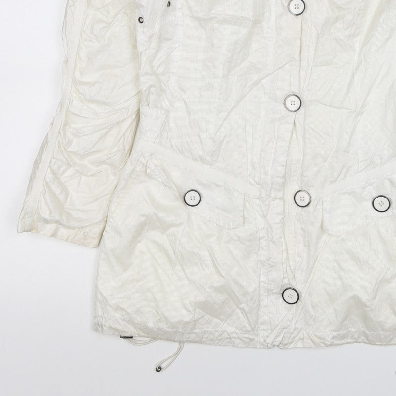 Brandtex Women White UK 12 Hooded Parka Jacket Lightweight