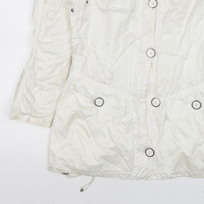 Brandtex Women White UK 12 Hooded Parka Jacket Lightweight