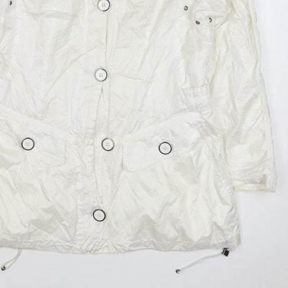 Brandtex Women White UK 12 Hooded Parka Jacket Lightweight