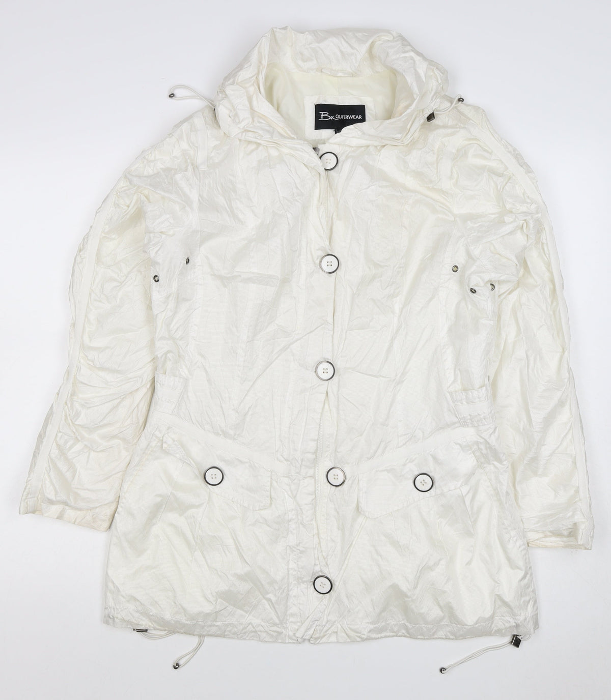 Brandtex Women White UK 12 Hooded Parka Jacket Lightweight