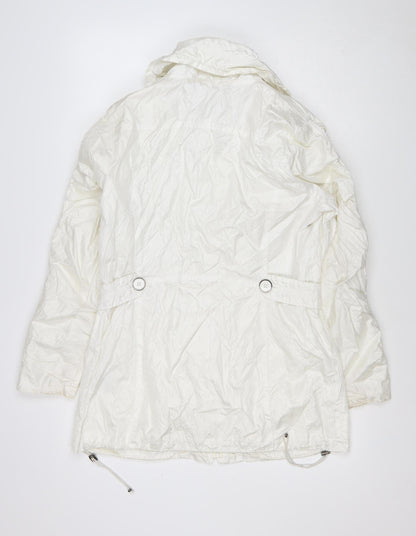 Brandtex Women White UK 12 Hooded Parka Jacket Lightweight