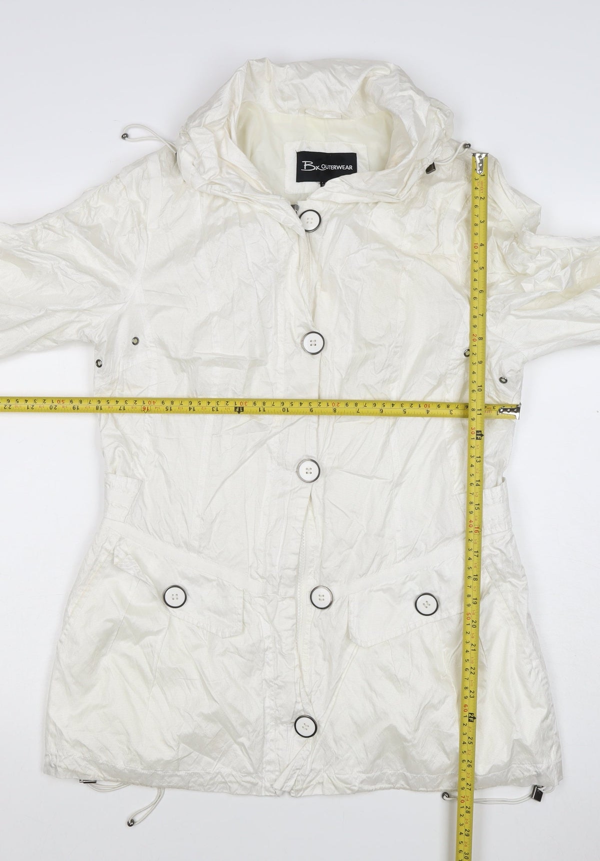Brandtex Women White UK 12 Hooded Parka Jacket Lightweight