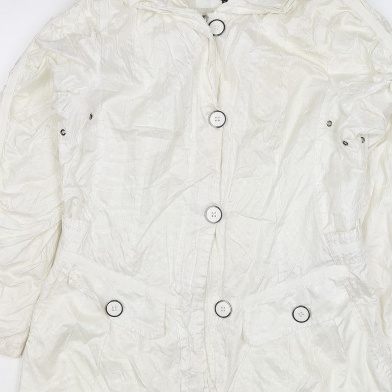Brandtex Women White UK 12 Hooded Parka Jacket Lightweight