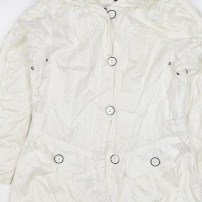 Brandtex Women White UK 12 Hooded Parka Jacket Lightweight