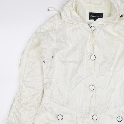 Brandtex Women White UK 12 Hooded Parka Jacket Lightweight