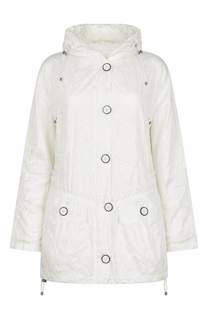 Brandtex Women White UK 12 Hooded Parka Jacket Lightweight