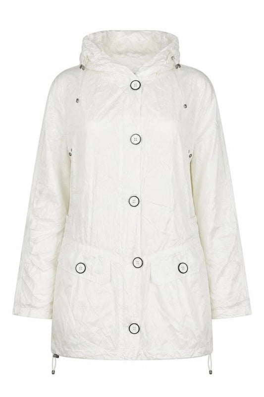 Brandtex Women White UK 12 Hooded Parka Jacket Lightweight