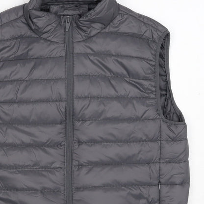 Brave Soul Men Grey M Quilted Puffer Gilet Padded Full Zip Waistcoat