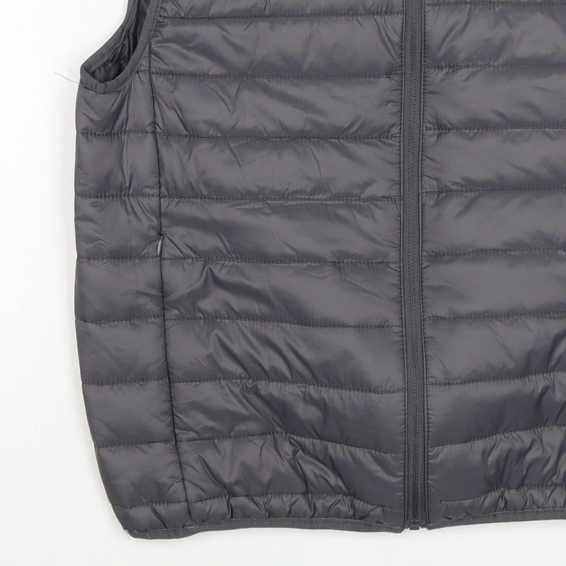 Brave Soul Men Grey M Quilted Puffer Gilet Padded Full Zip Waistcoat